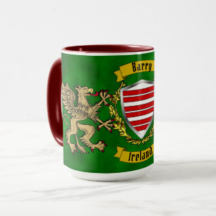 Barry Irish Shield & Griffins Personalized Mug