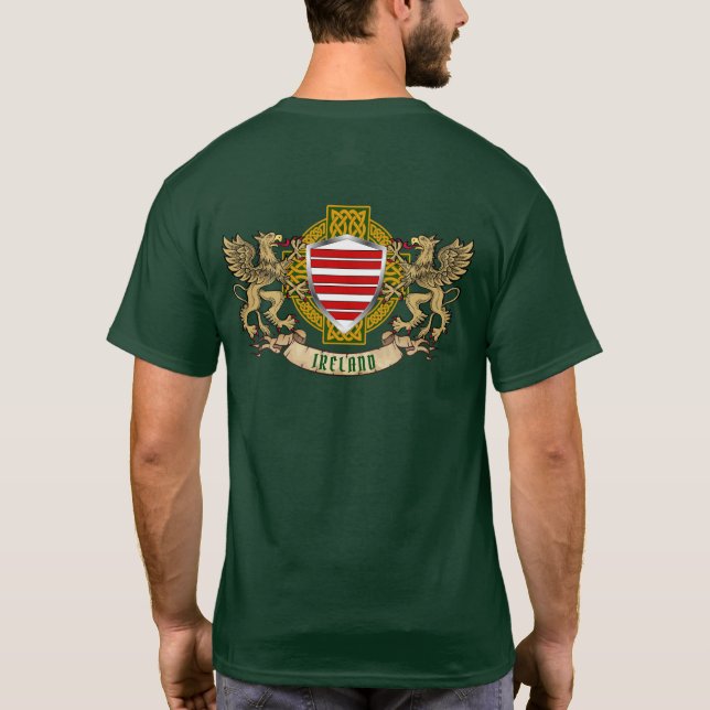 Barry Irish Shield & Griffins Personalized  T-Shirt (Back)