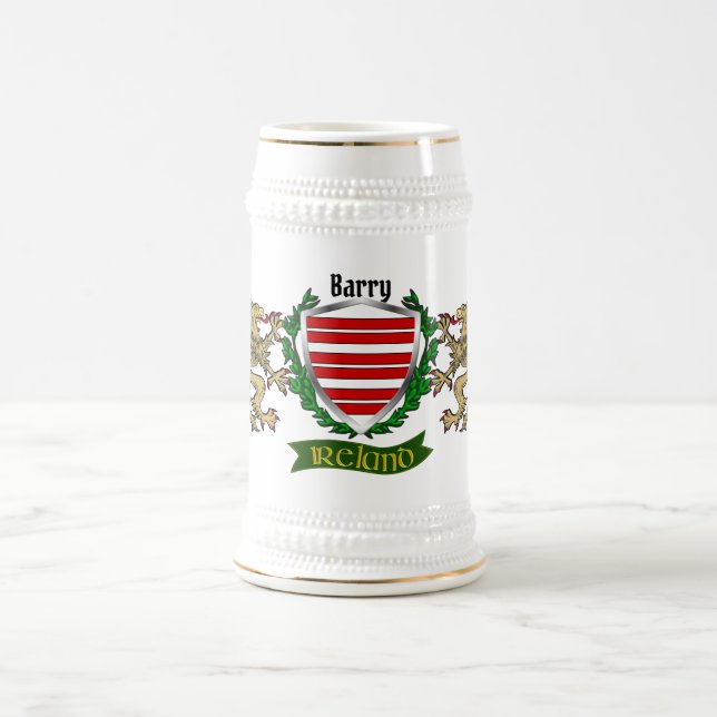 Barry Irish Shield Personalized Beer Stein (Center)