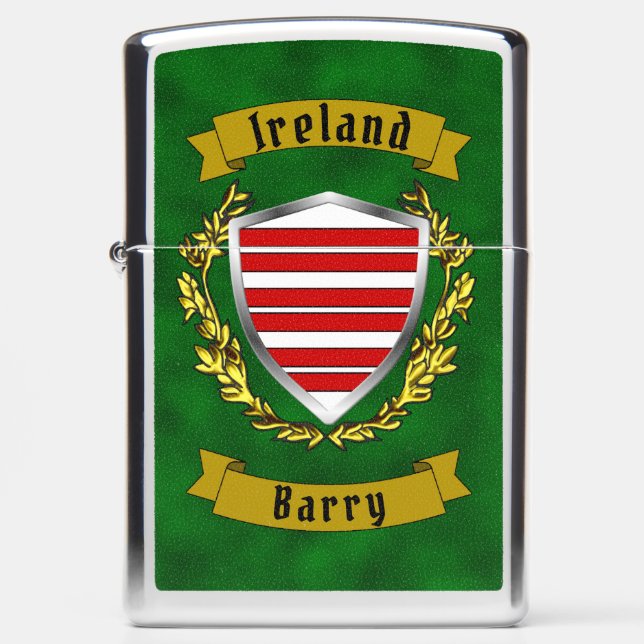 Barry Irish Shield Personalized  Zippo Lighter (Front)