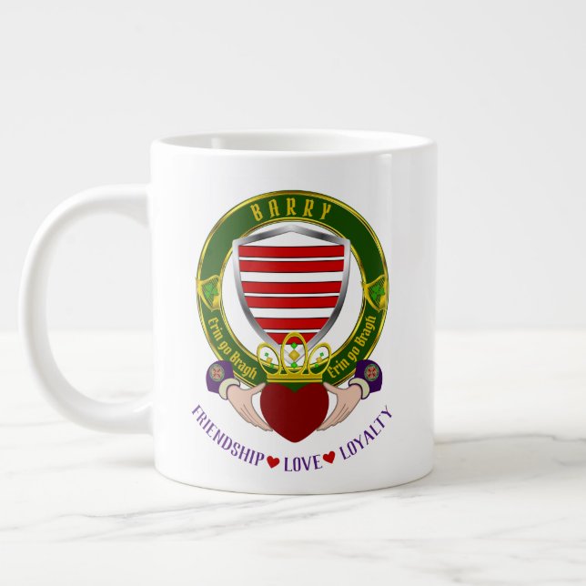 Barry Irish Shield w/Claddagh Giant Coffee Mug (Left)
