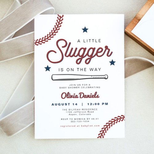 BARRY Little Slugger Baseball Baby Shower Invitation