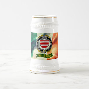 Barry Personalized Irish Badge w/Irish Flag Beer Stein