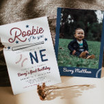 BARRY Rookie of the Year Baseball 1st Birthday Inv Invitation<br><div class="desc">This rookie of the year first birthday invitation features blue stars,  red fonts,  and baseball themed graphics with an optional photo backside. This invite is the perfect addition to your baseball themed 1st birthday party event.</div>