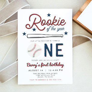 BARRY Rookie of the Year Baseball 1st Birthday Invitation