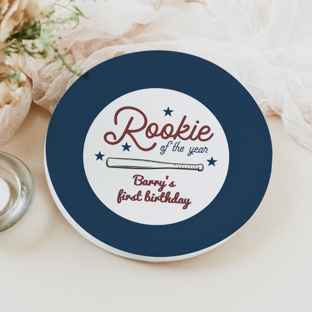 BARRY Rookie of the Year Baseball 1st Birthday Paper Plates (Creator Uploaded)