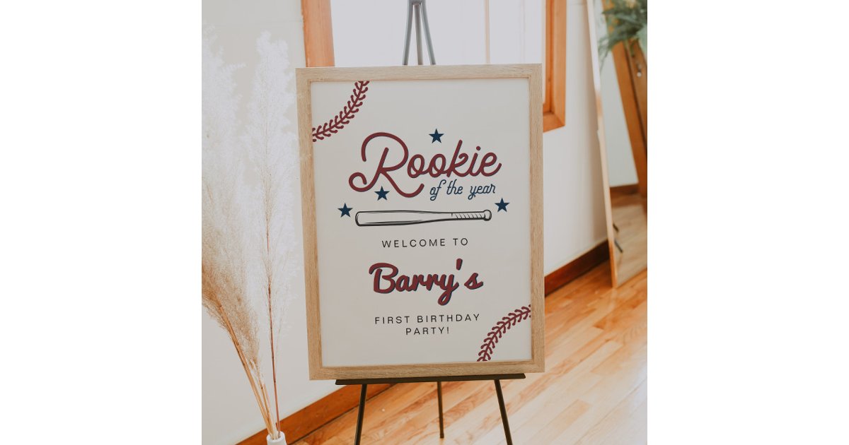 BARRY Rookie of the Year Baseball Birthday Welcome Poster | Zazzle