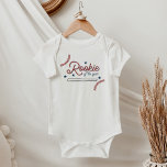 BARRY Rookie of the Year Baseball Sports Themed Baby Bodysuit<br><div class="desc">This baby bodysuit features cute baseball lace lines,  a baseball bat and a fun retro styled font with the words,  "rookie of the yaer". This baby jumpsuit is perfect for a sports loving mom and dad to be or to celebrate a baseball themed first birthday party.</div>