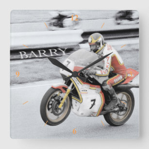 Barry Sheene 2, the hand tinted version Square Wall Clock