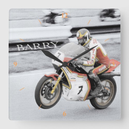 Barry Sheene 2 the hand tinted version Square Wall Clock