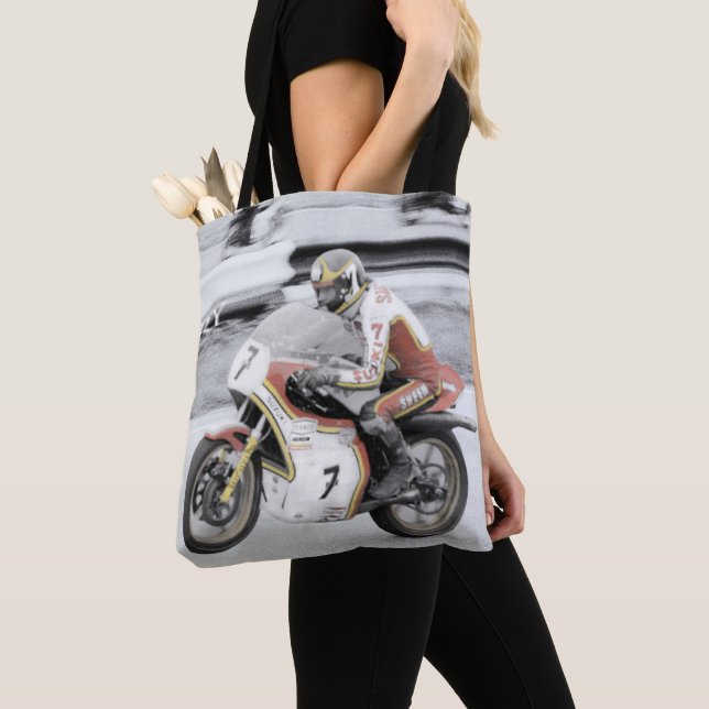 Barry Sheene 2, the hand tinted version Tote Bag (Close Up)