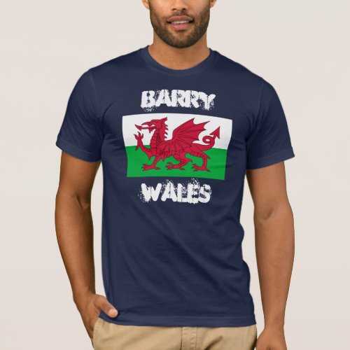 Barry Wales with Welsh flag T_Shirt