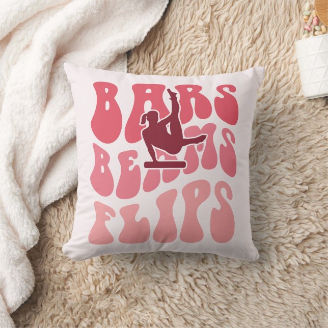 Bars, Beams, and Flips - Gymnastics Inspired Home  Throw Pillow (Blanket)