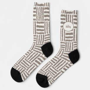 Bars of four in brown with your name socks