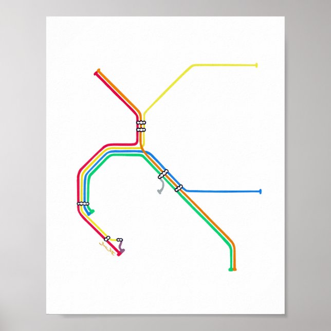 BART Map Art Print San Francisco California (Front)
