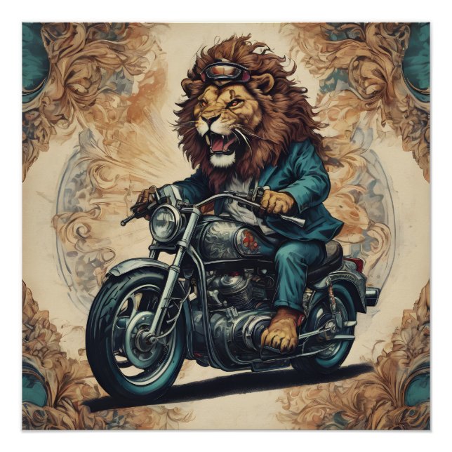 Bart the Lion Biker Art Poster (Front)