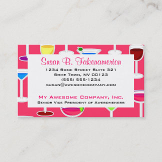 Bartender / Alcoholic Drinks Theme - Pink Business Card