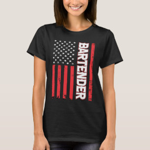 Bartender American Flag Bartending T-Shirt