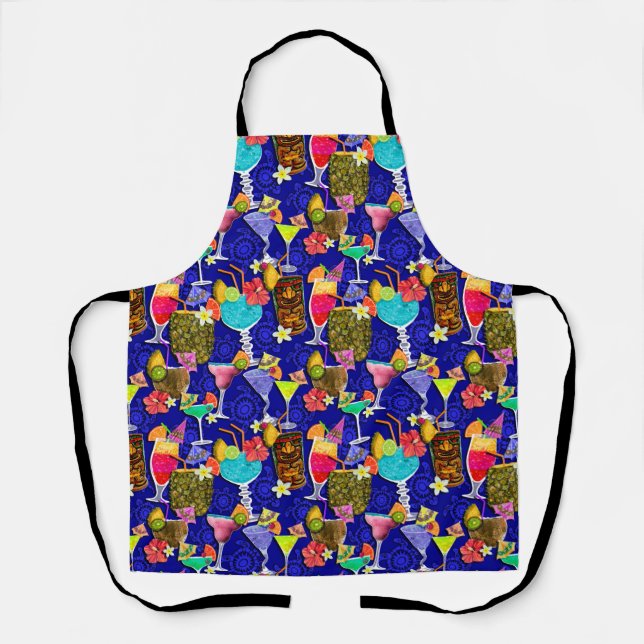 Bartender Apron, Bar Apron, Tropical Drink Apron,  Apron (Front)