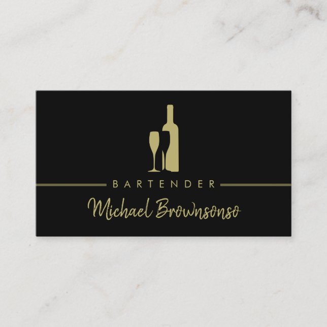 Bartender Bar Club Luxury Black Business Card (Front)