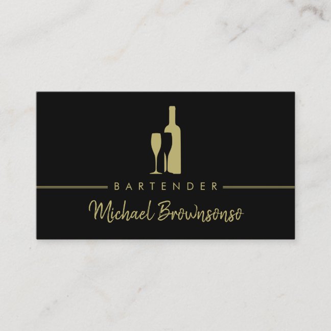 Bartender Bar Club Luxury Black Business Card