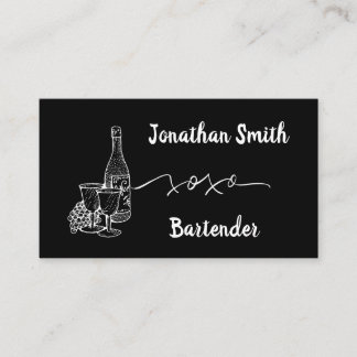 Bartender Bar Club Modern Black Business Card
