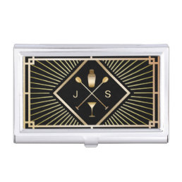 Bartender Bar Club Modern Gold Art Deco Business Card Case