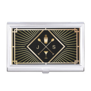 Bartender Bar Club Modern Gold Art Deco Business Card Case