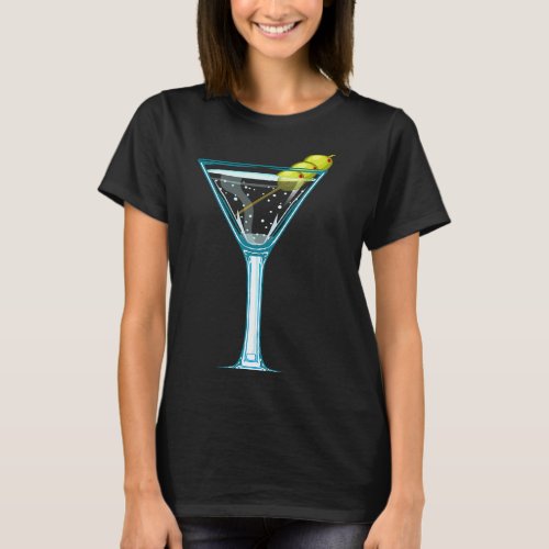 Bartender Barman Martini Glass Green Olives Barten T_Shirt