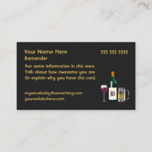 Bartender Black Business Card