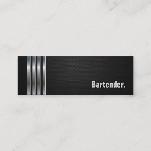 Bartender _ Black Silver Stripes Mini Business Card