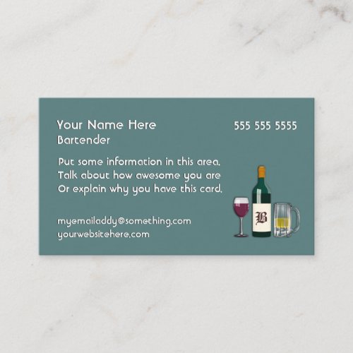 Bartender Blue Business Card Template