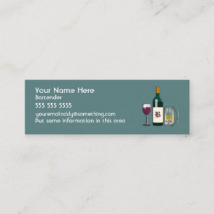 Bartender Blue Mini Business Card
