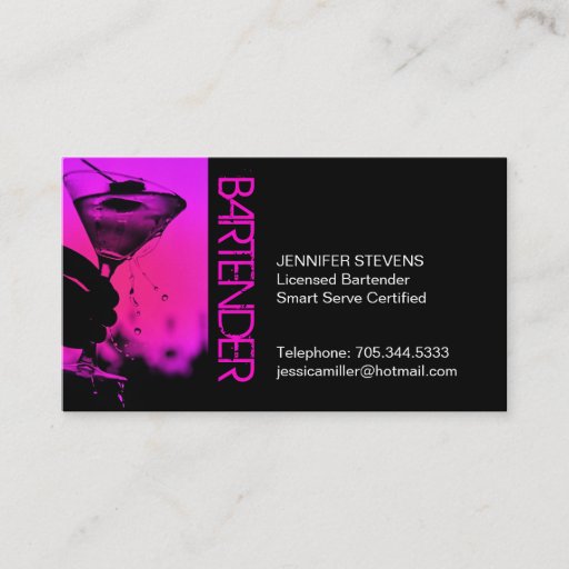 Customizable Bartender Business Card