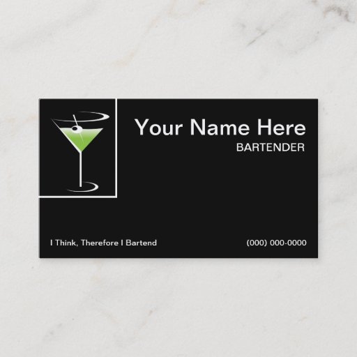 Customizable Bartender Business Card