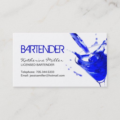 Customizable Bartender Business Card