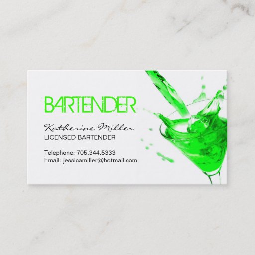 Customizable Bartender Business Card