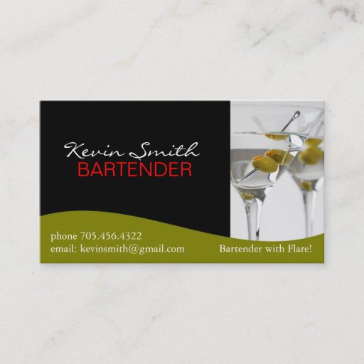 Customizable Bartender Business Card