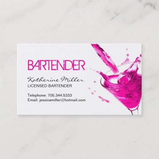 Customizable Bartender Business Card