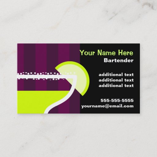 Customizable Bartender Business Card