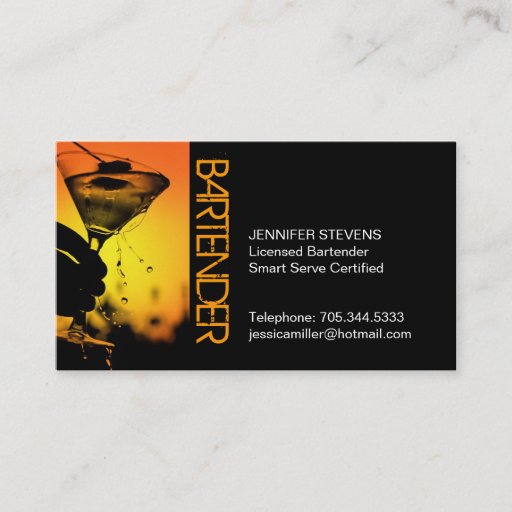 Customizable Bartender Business Card