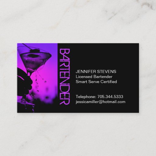 Customizable Bartender Business Card