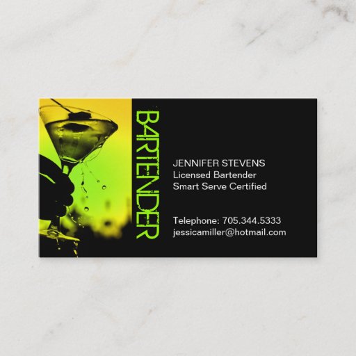 Customizable Bartender Business Card