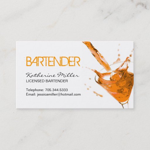 Customizable Bartender Business Card