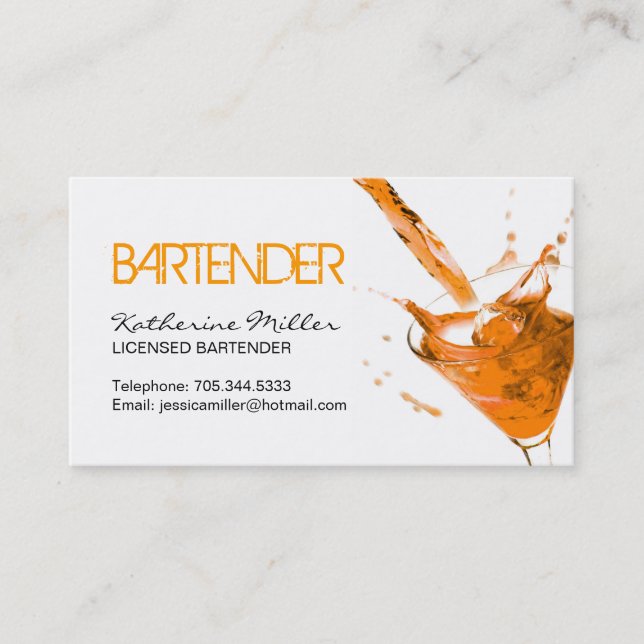 Bartender Business Card (Front)