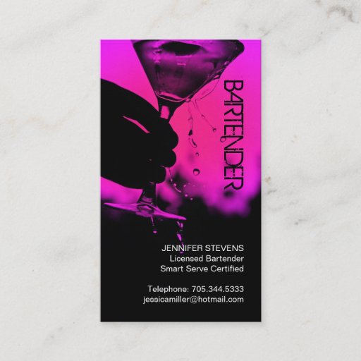Customizable Bartender Business Card