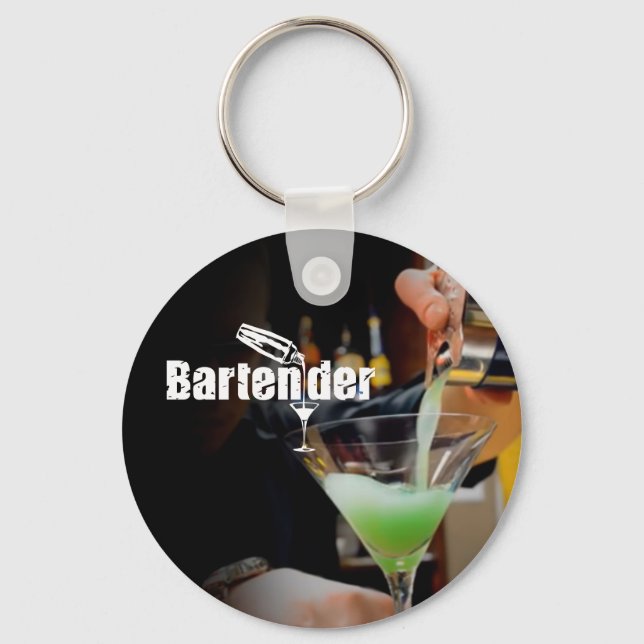 Bartender Business Card Keychain (Front)