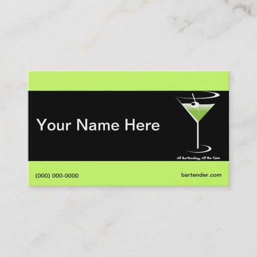 Customizable Bartender Business Card Martini Glasses