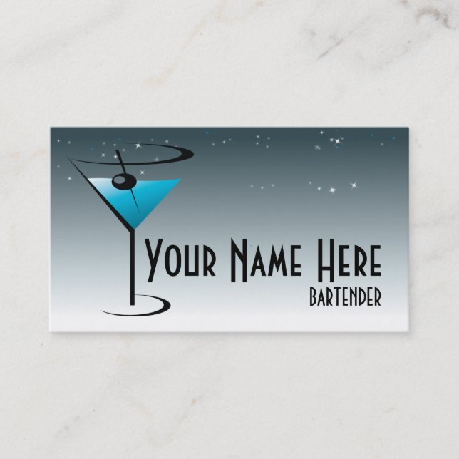 Bartender Business Card Martini Logo (Front)