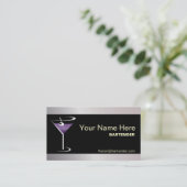 Bartender Business Card Purple Martini Logo (Standing Front)